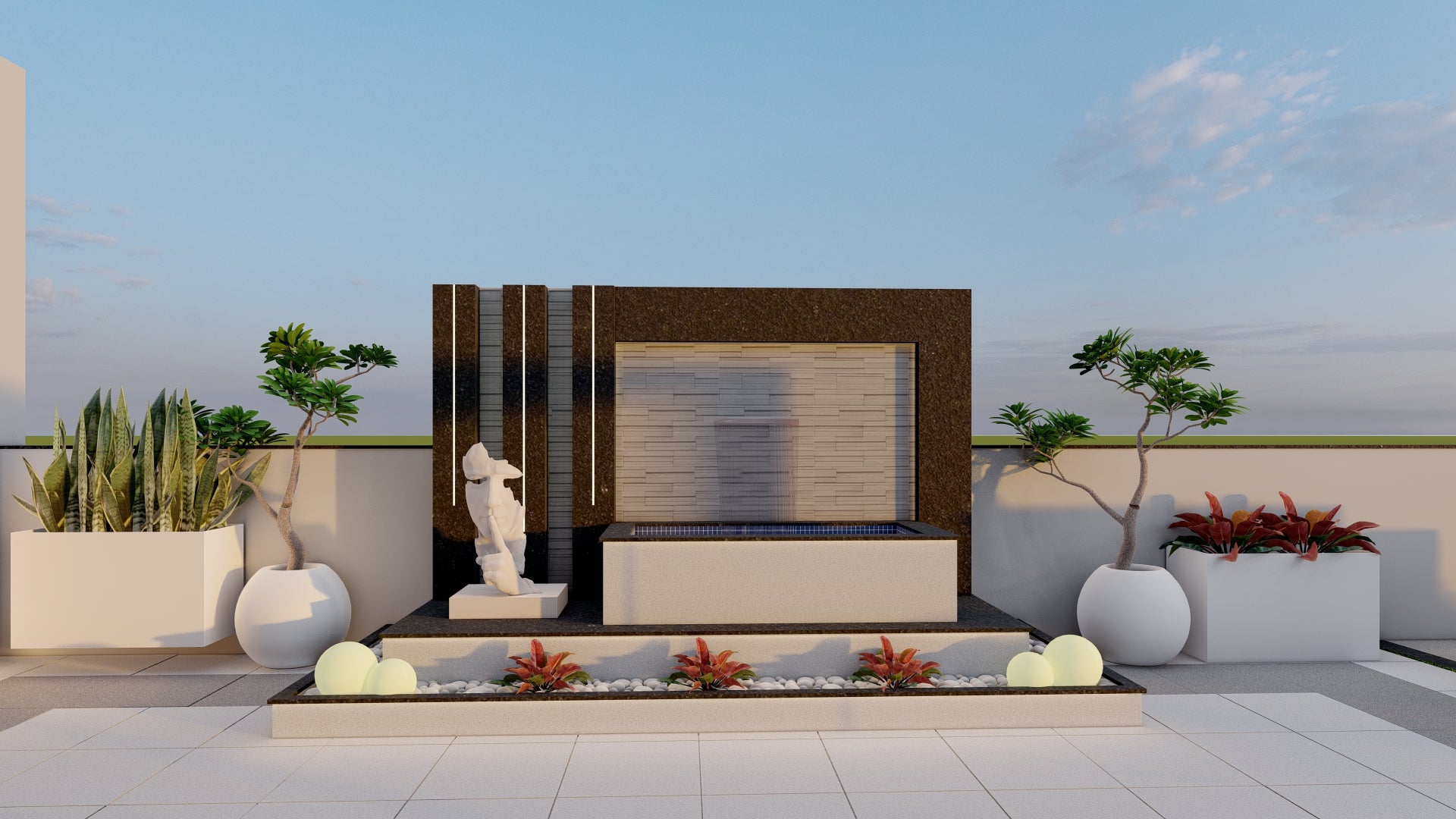 Per Rft Elegant B&W Sculpted Fountain (Per RFT) – LifeWall - Outdoor and ...