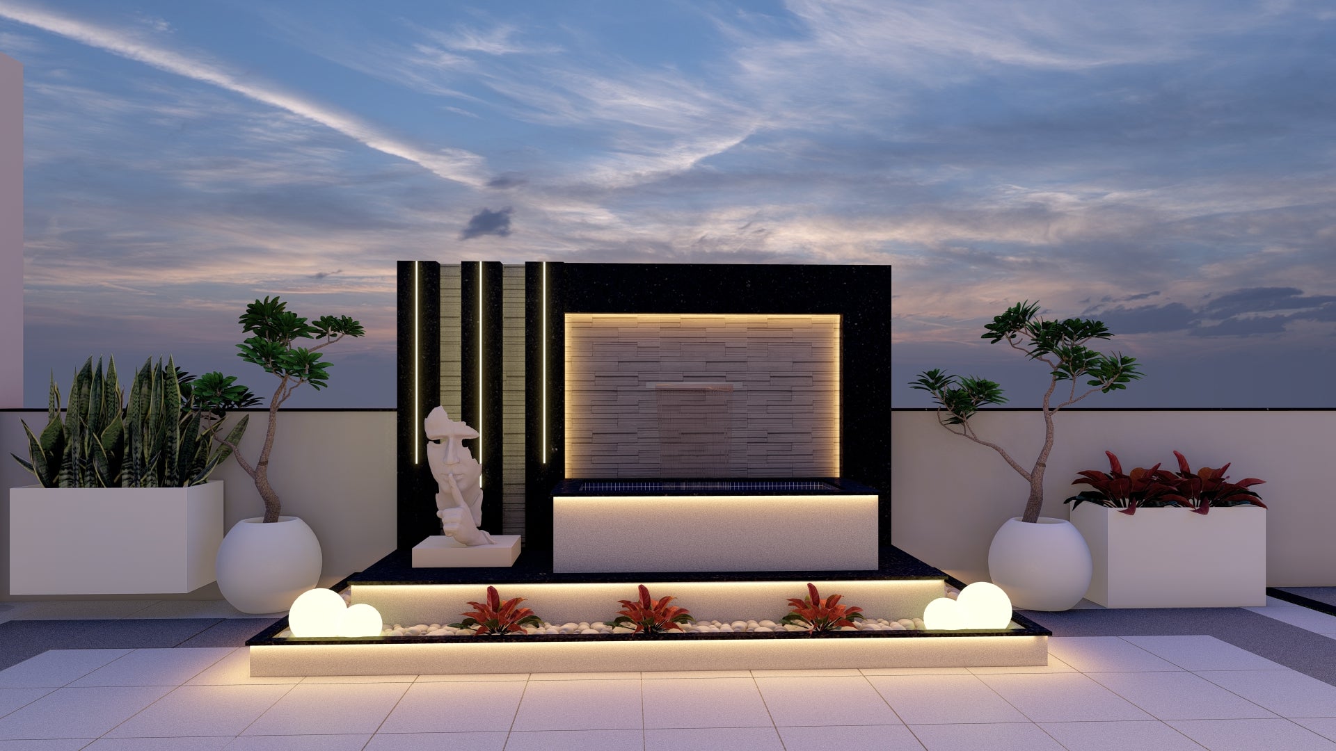 Per Rft Elegant B&W Sculpted Fountain (Per RFT) – LifeWall - Outdoor and ...