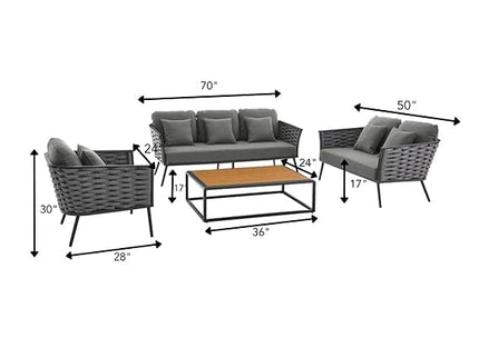 Modern Outdoor Wicker Sectional Sofa Set with Coffee Table FRS (LWAZ)