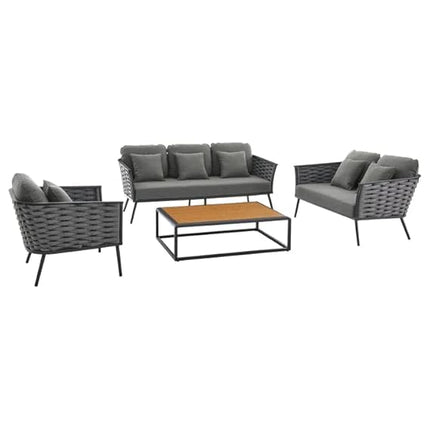 Modern Outdoor Wicker Sectional Sofa Set with Coffee Table FRS (LWAZ)