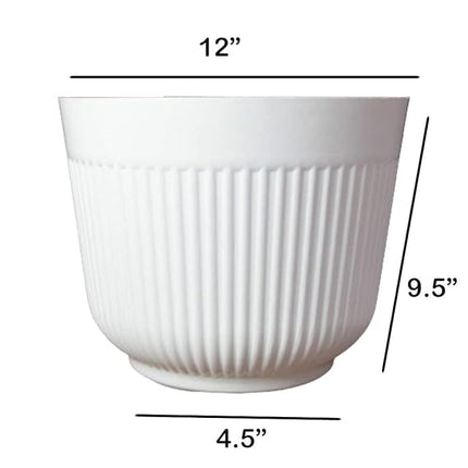 Simplistic 12 Inch Flower Pots Big Size Planters Indoor & Outdoor Home Gardening Pots for Plants Plastic Gamla for Flowers, Herbs, Cactus Plant Pots (Pack of 6, White)