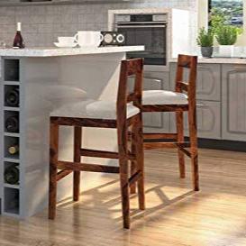 Authentic Sheesham Bar Chair Modern Furniture Off Games Wooden High Chair PU Leather