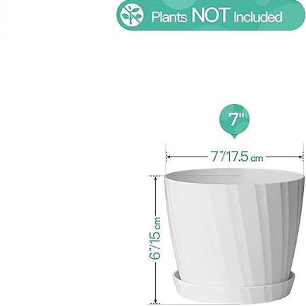 Spiral Flower Pots for Plants, Home Indoor & Outdoor Planters, Terrace, Garden Etc | Pack of 05 | White | Plastic | 07 inch X 6.5 inch
