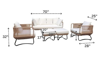 Modern Outdoor Wicker Patio Sofa Set with Ottoman and Coffee Table FRS (LWAZ)