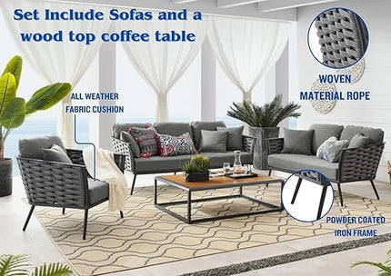 Modern Outdoor Wicker Sectional Sofa Set with Coffee Table FRS (LWAZ)