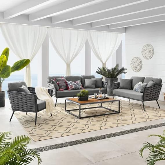 Modern Outdoor Wicker Sectional Sofa Set with Coffee Table FRS (LWAZ)