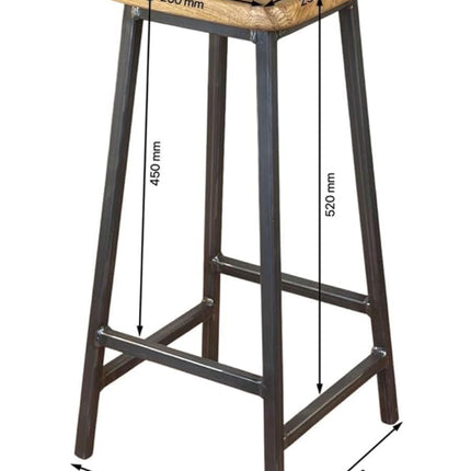 Symmetric Wooden Bar Chair with Metal Legs High Sitting Bar Stool for Kitchen Living Room Wooden Metal Counter Stool (Set of 1, Rustic Brown)