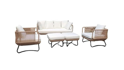 Modern Outdoor Wicker Patio Sofa Set with Ottoman and Coffee Table FRS (LWAZ)