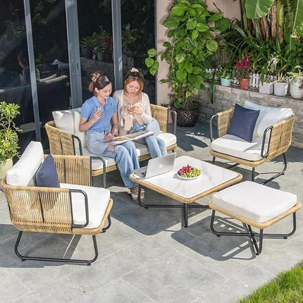 Modern Outdoor Wicker Patio Sofa Set with Coffee Table FRS (LWAZ)