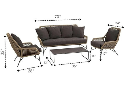 Modern Outdoor Rope Patio Sofa Set with Coffee Table FRS (LWAZ)
