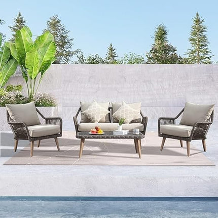 Modern Outdoor Wicker Patio Sofa Set with Coffee Table FRS (LWAZ)