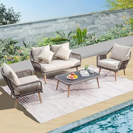 Modern Outdoor Wicker Patio Sofa Set with Coffee Table FRS (LWAZ)