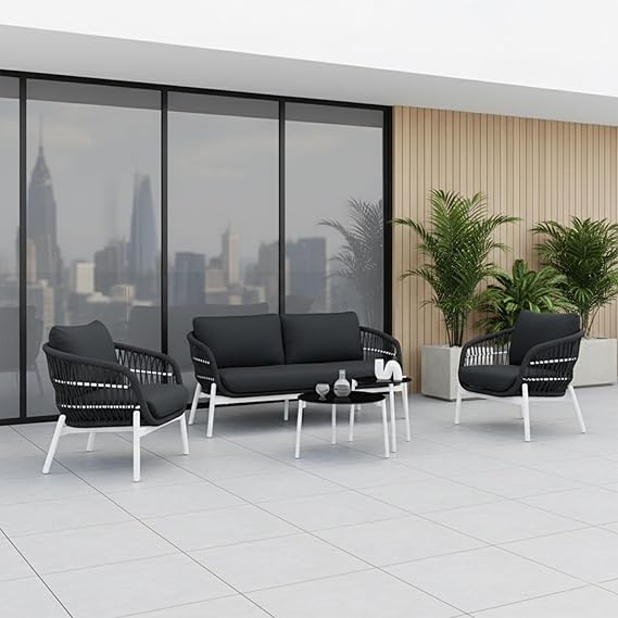 Modern Outdoor Rope Patio Sofa Set with Coffee Table FRS(LWAZ)