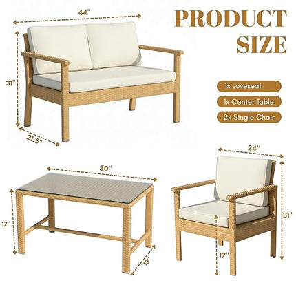 Modern Outdoor Wooden Patio Sofa Set with Coffee Table FRS(LWAZ)