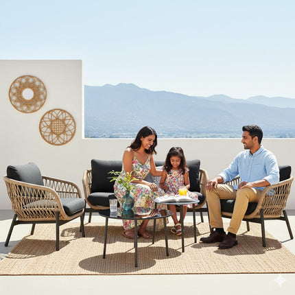 Modern Outdoor Wicker Sofa Set with Chairs and Coffee Tables FRS(LWAZ)