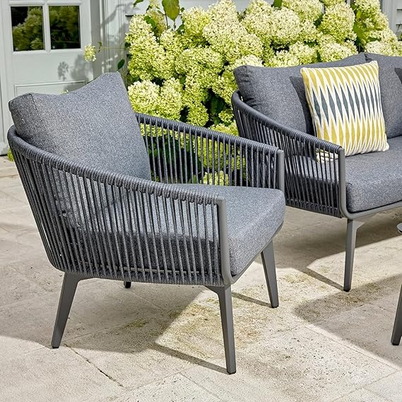 Modern Outdoor Rope Wicker Patio Sofa Set with Coffee Table FRS