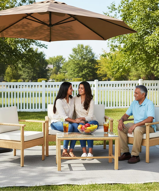 Modern Outdoor Wooden Patio Sofa Set with Coffee Table FRS(LWAZ)
