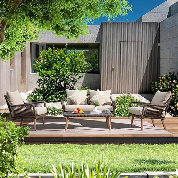 Locus Beige Furniture (4 Seater Outdoor Seating and Table Set)