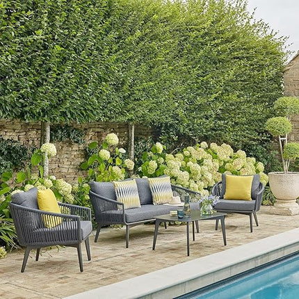 Modern Outdoor Rope Wicker Patio Sofa Set with Coffee Table FRS