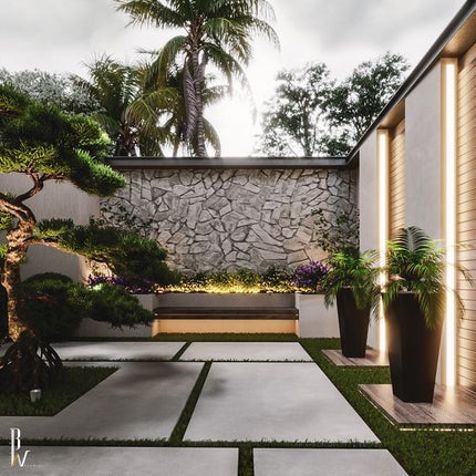 Asymmetric Stone Aura Feature Walls